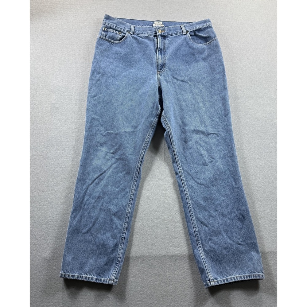 L.L. Bean Original Fit Straight Jeans Womens 20 Blue Light Wash Denim 37x30